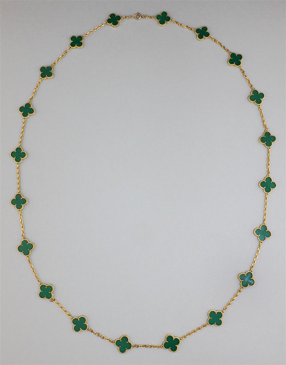 Appraisal: VAN CLEEF ARPELS ALHAMBRA K YELLOW GOLD NECKLACE WITH GREEN