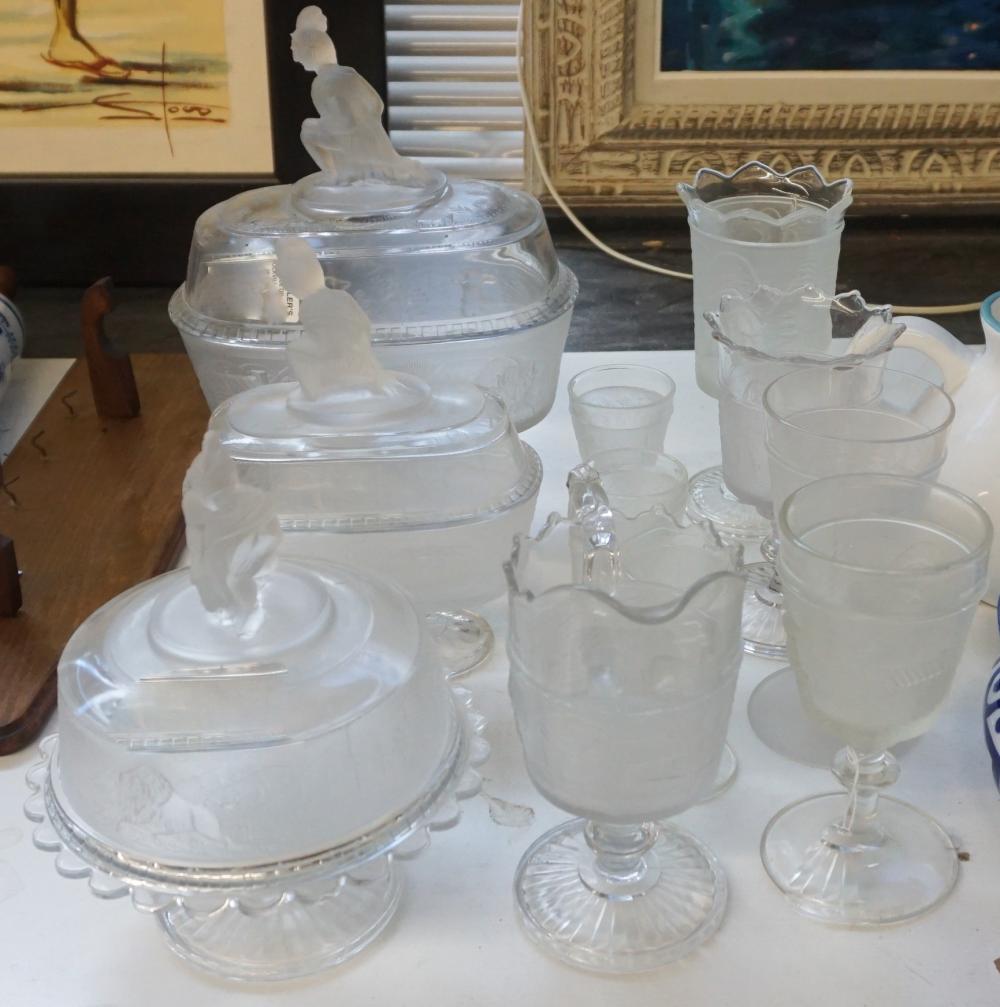 Appraisal: ELEVEN ASSORTED FROSTED MOLDED GLASS TABLE ARTICLESEleven Assorted Frosted Molded