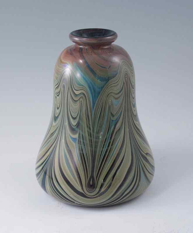 Appraisal: SIGNED J BYRON STUDIO ART GLASS VASE Pulled feather design