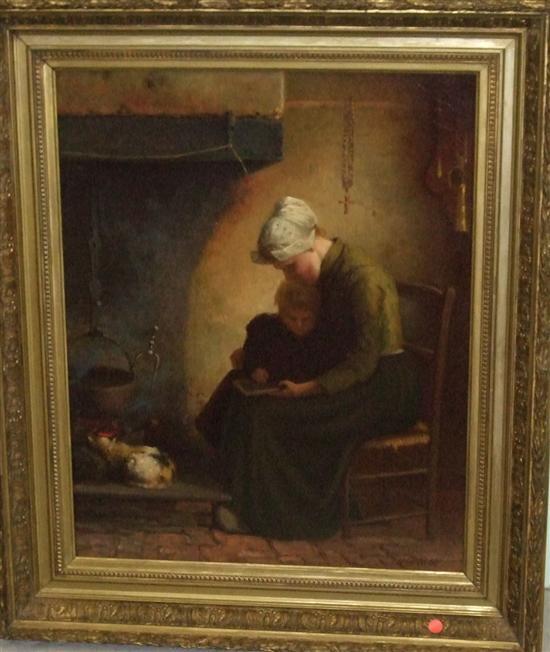 Appraisal: C L V Butler interior scene with mother and child