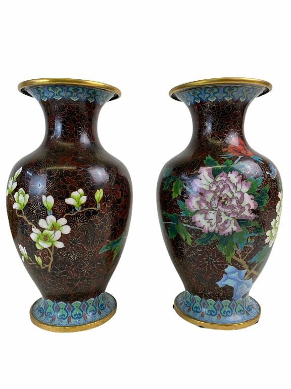 Appraisal: Cloisonne Vases Cloisonne Vases Chinese Measures inches high