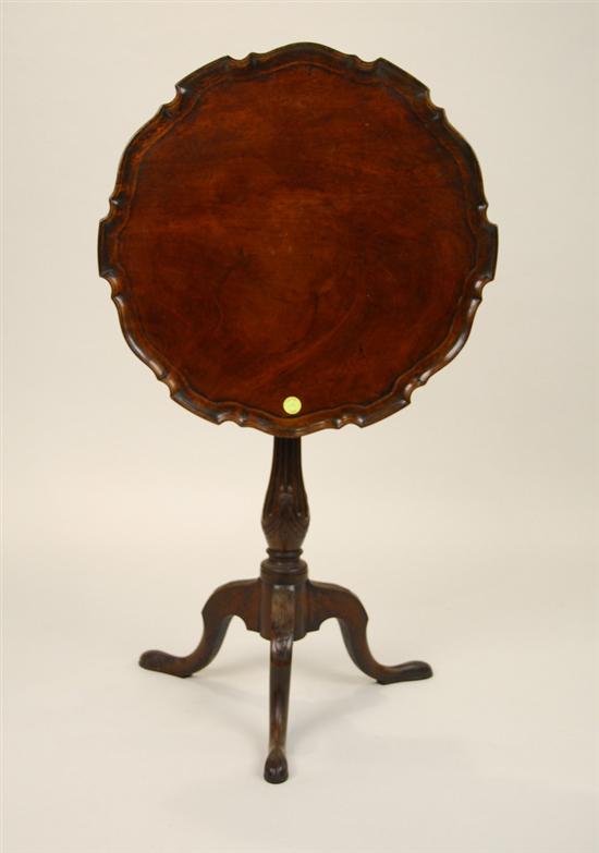 Appraisal: GEORGE III MAHOGANY TILT TOP TRIPOD TABLE late th century