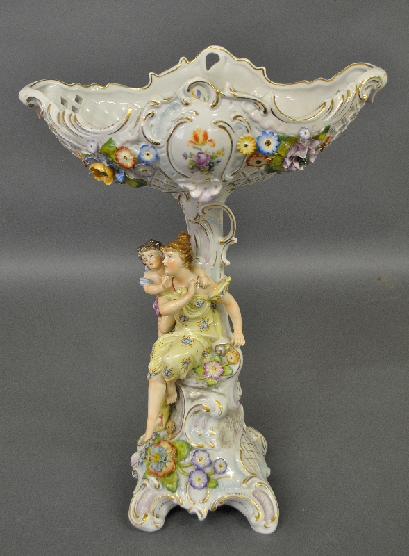 Appraisal: - German porcelain figural compote h x w -