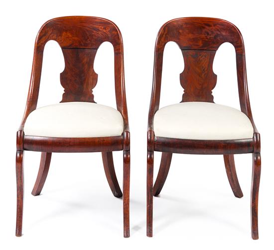 Appraisal: Sale Lot A Pair of American Empire Mahogany Slipper Chairs