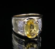 Appraisal: Le Vian Yellow Sapphire Pave Diamond Ring An k yellow