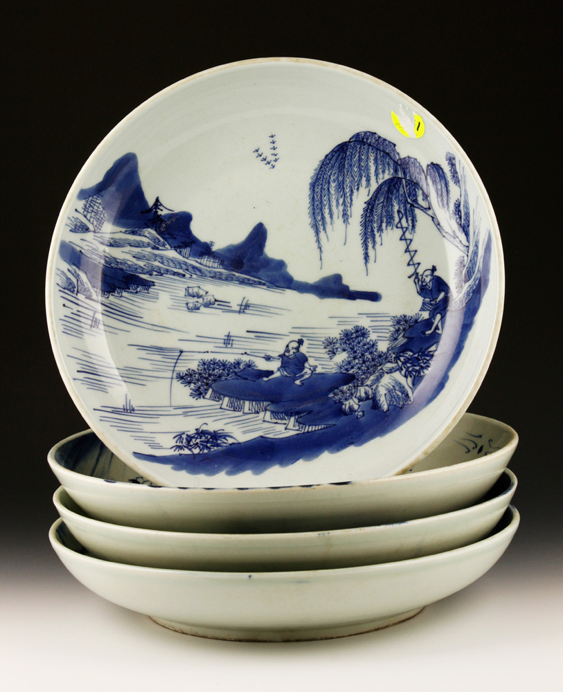 Appraisal: - th C Chinese Blue and White Plates Four th