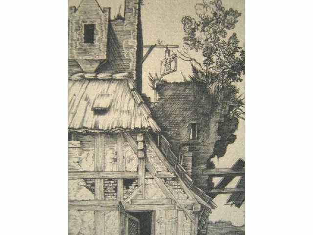 Appraisal: Albrecht Durer Engraving The Nativity village scene image area x