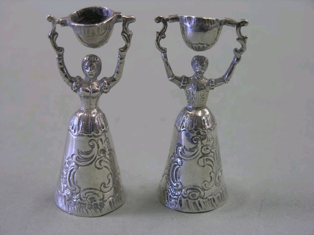 Appraisal: A pair of miniature Dutch silver Wager cups engraved detail