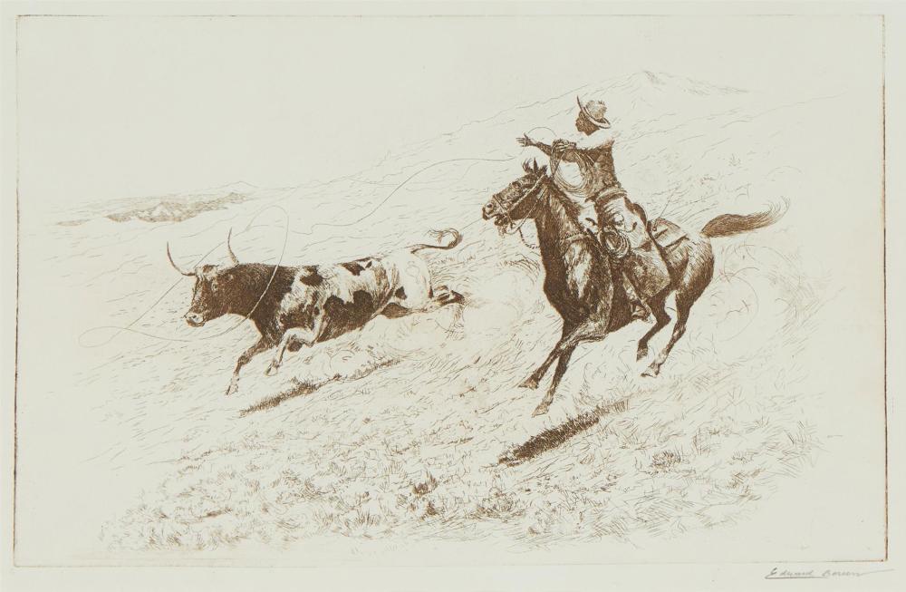 Appraisal: Edward Borein - End of the Race Etching and drypoint