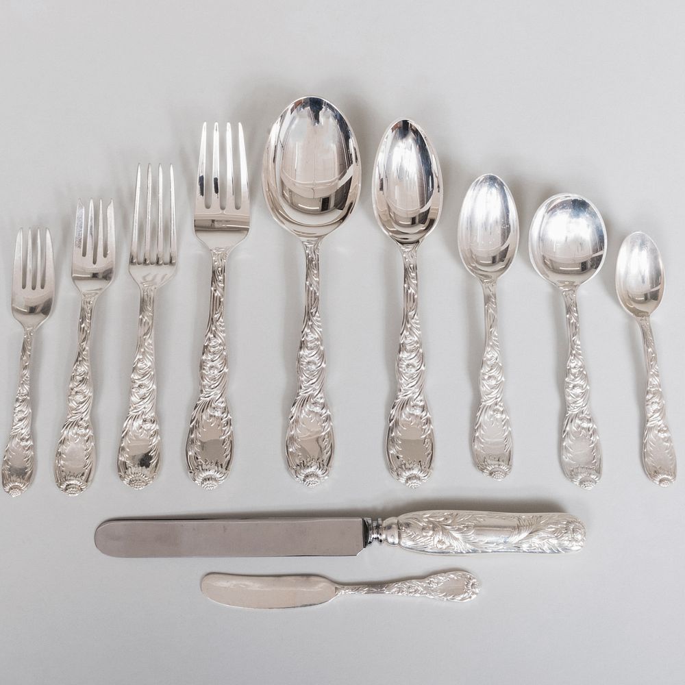 Appraisal: Tiffany Co Silver Flatware Service in the 'Chrysanthemum' Pattern Marked