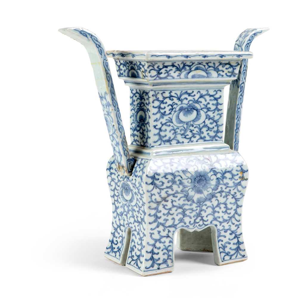 Appraisal: BLUE AND WHITE 'DING' CENSER QING DYNASTY JIAQING PERIOD of