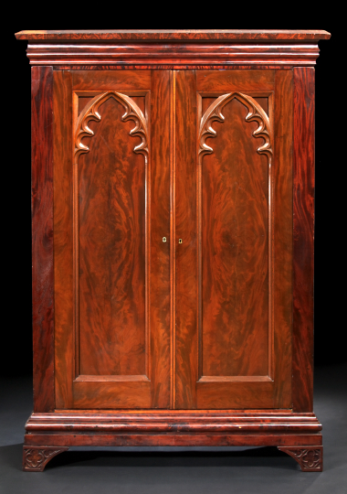 Appraisal: American Gothic Revival Mahogany Armoire second quarter th century the