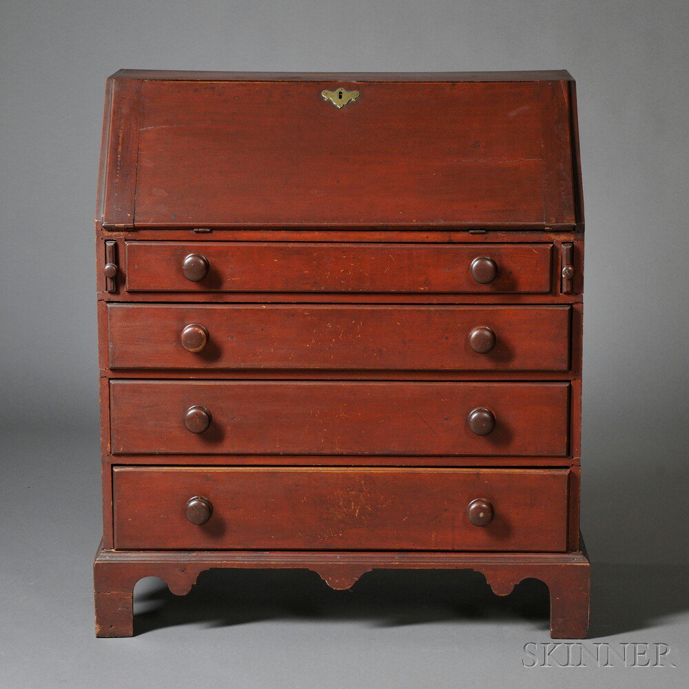 Appraisal: Chippendale Red-painted Birch Slant-lid Desk probably Massachusetts late th century