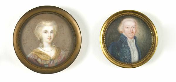 Appraisal: Two circular portrait miniatures on ivory th century The first