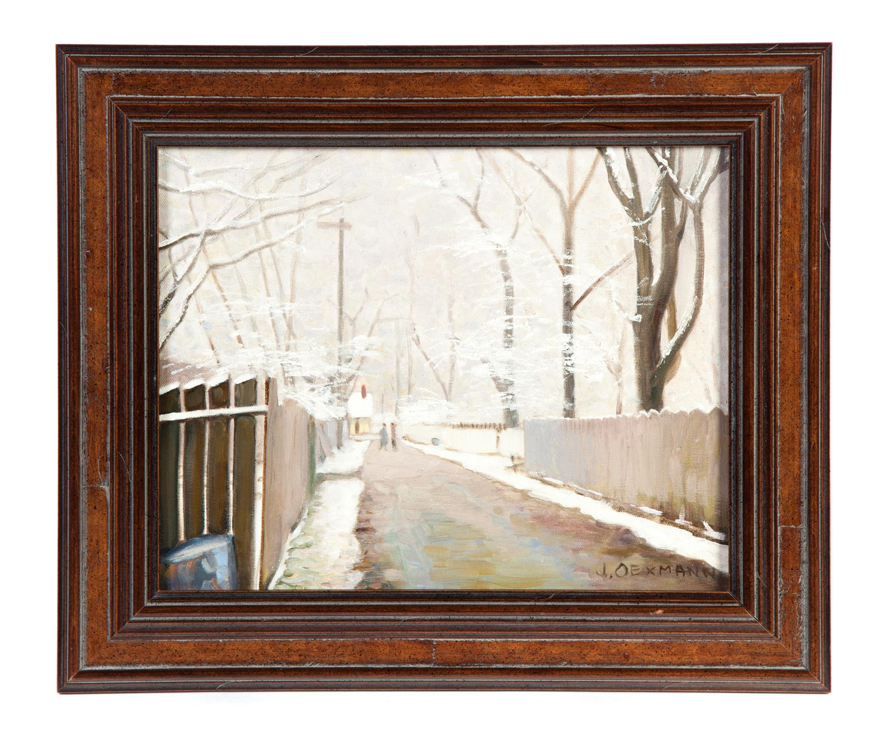 Appraisal: SNOWY WINTER STREETSCAPE SIGNED J OEXMANN Lexington Kentucky nd half-