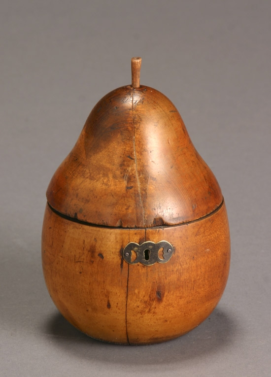 Appraisal: George III Fruitwood Pear-Form Tea Caddy Circa Of typical form