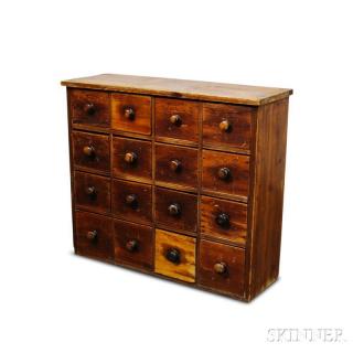 Appraisal: Pine Sixteen-drawer Apothecary Cupboard ht wd dp in Estimate -