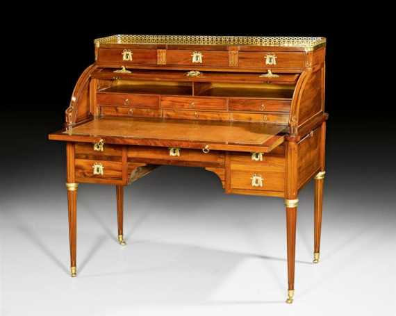 Appraisal: CYLINDER DESK Louis XVI stamped KOCHLY Joseph Koechly maitre Paris