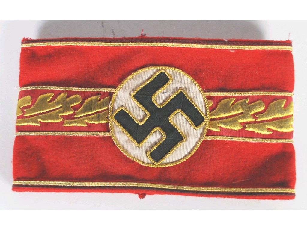 Appraisal: IMPRESSIVE NAZI GAULITIERS DRESS ARM BAND multi piece construction complete