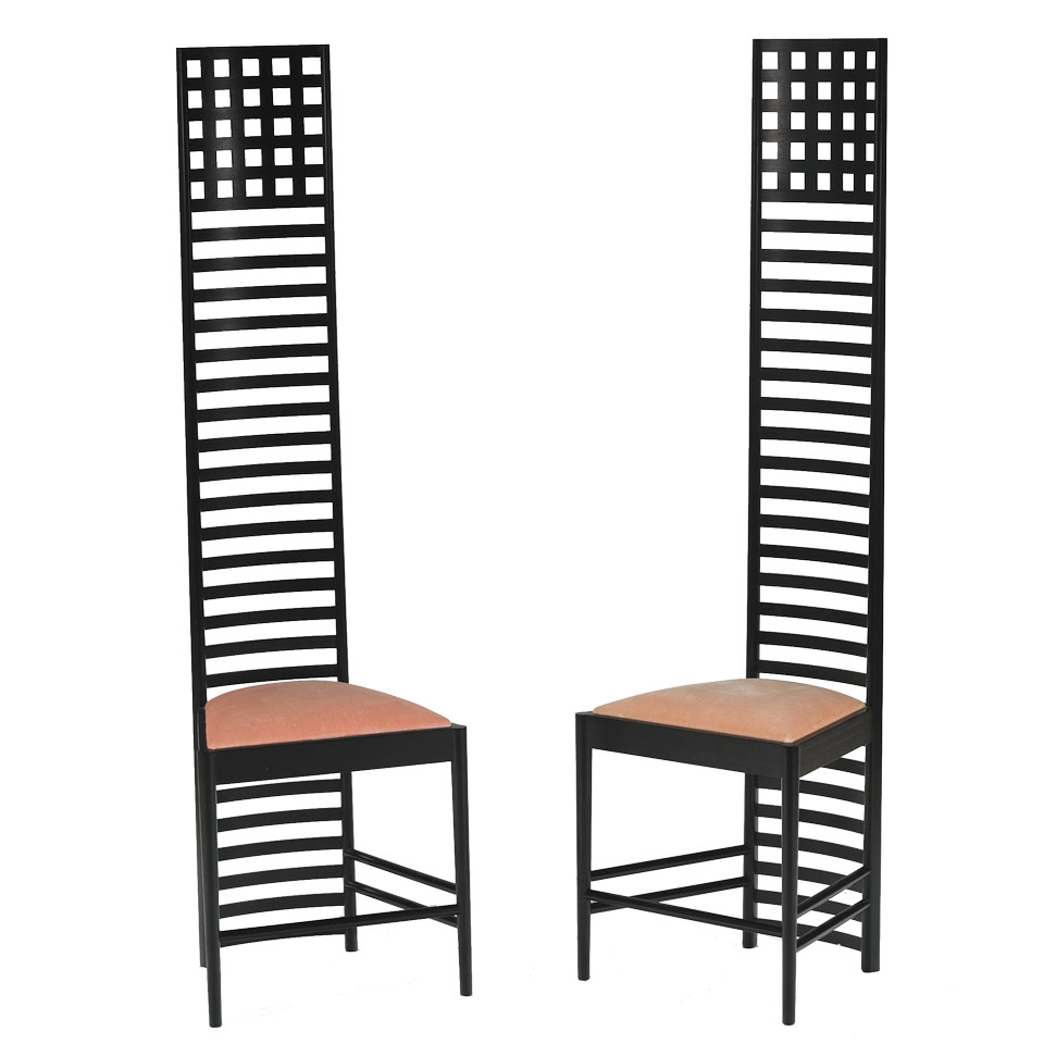 Appraisal: Charles Rennie Mackintosh - Pair of Black Lacquered Hill House