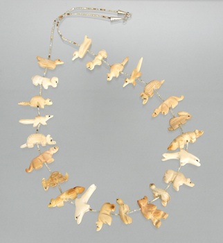 Appraisal: A Zuni Fetish Necklace of Fossilized Ivory by Pete and