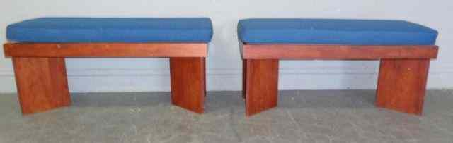 Appraisal: Two Midcentury Upholstered Benches From a Mamaroneck NY estate Dimensions