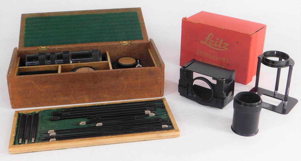 Appraisal: TWO LEITZ LEICA HILFSGER T BELUNHESUM COPY STANDS Two vintage