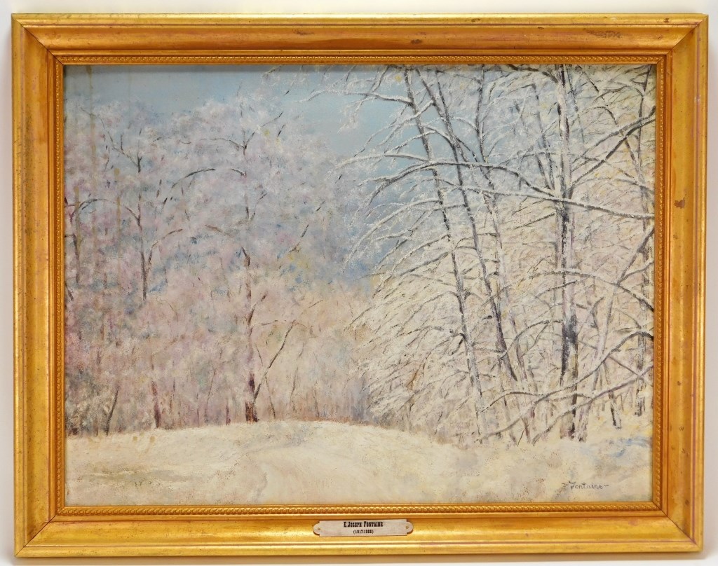 Appraisal: E JOSEPH FONTAINE WINTER LANDSCAPE PAINTING Massachusetts Rhode Island Italy