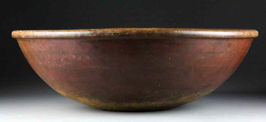 Appraisal: A Large Fine American Painted Wood Bowl thCHaving it's original