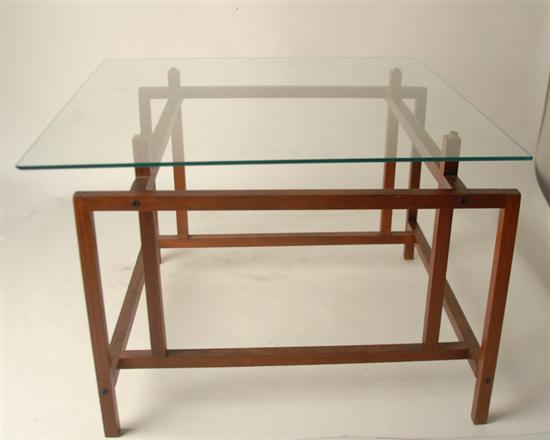 Appraisal: Danish Cube Table by Komfort with glass top with Komfort