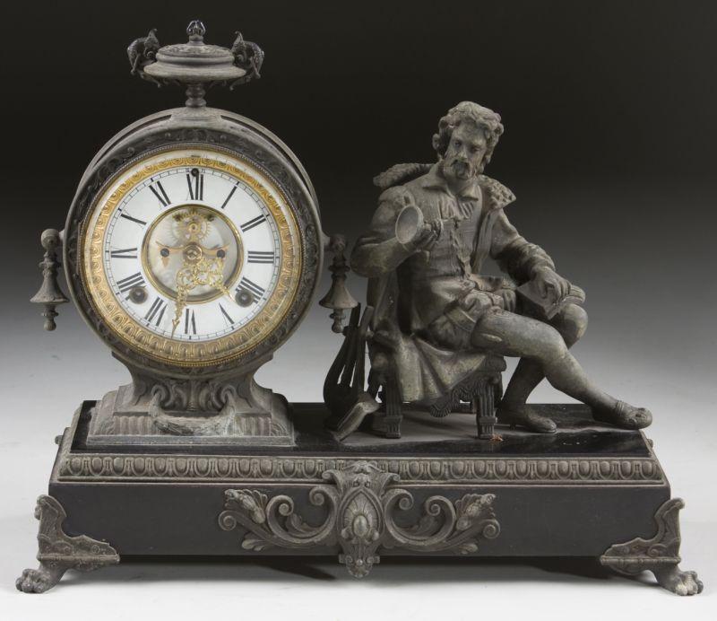 Appraisal: Ansonia Figural Mantel Clock time and strike brass movement porcelain