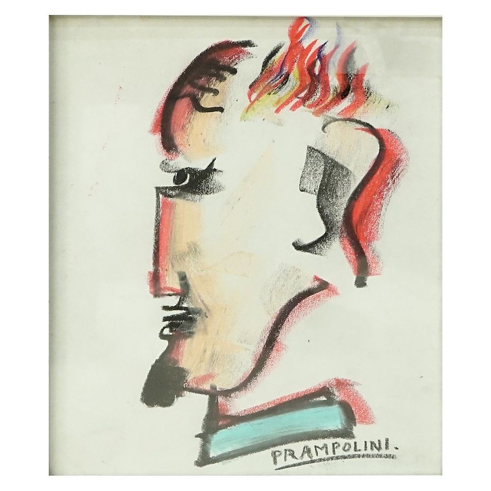 Appraisal: Enrico Prampolini Chalk Drawing Attributed to Enrico Prampolini Italian -