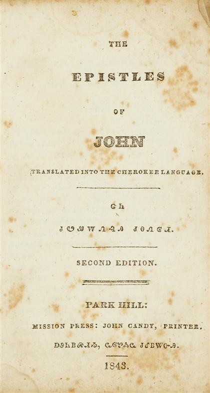 Appraisal: vol Cherokee Language Printing The Epistles of John Translated into