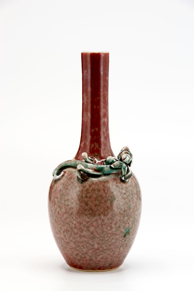 Appraisal: Chinese Peach Bloom Glazed Vase Glazed in a deep red