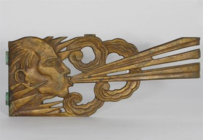 Appraisal: The Wind' a gilt bronze lift panel cast from a