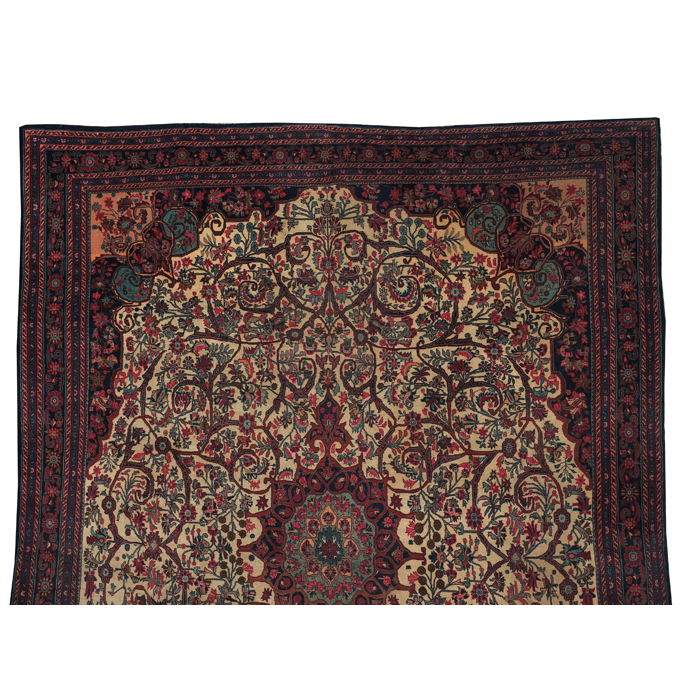 Appraisal: Persian Bidjar rug c stylized floral design with a central