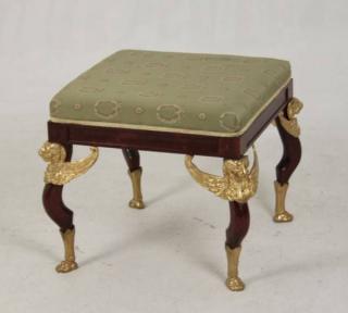 Appraisal: FRENCH EMPIRE STYLE GILT BRONZE MOUNTED TABOURET FRENCH EMPIRE STYLE