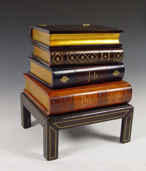 Appraisal: MAITLAND SMITH STACKED ''BOOK'' SIDE TABLE leather covered books stacked