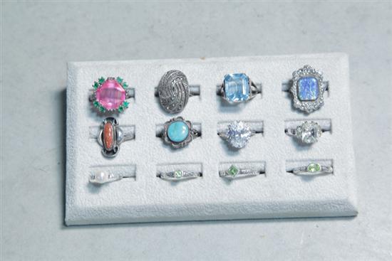 Appraisal: TWELVE RINGS All probably Sterling most marked '' '' or