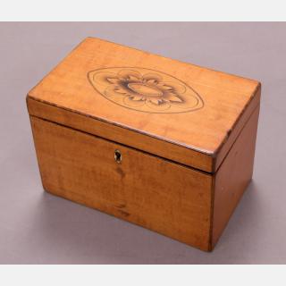 Appraisal: An English Mahogany Tea Caddy with Marquetry Decoration th Century