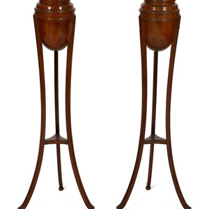 Appraisal: A Pair of George III Style Mahogany Urn Form Jardini