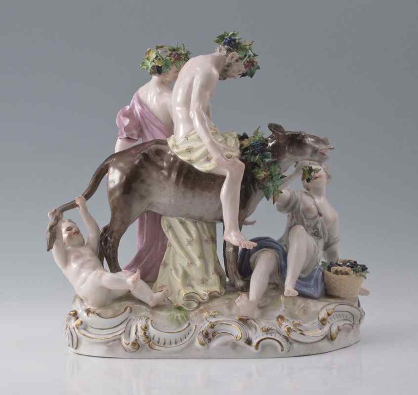 Appraisal: LARGE FIGURE DONKEY MEISSEN FIGURE The drunken Silenus on a