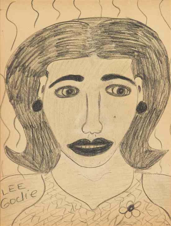 Appraisal: Lee Godie American - Portrait of a Woman crayon on