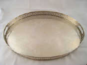 Appraisal: An early th c Venetian silver galleried oval tray struck