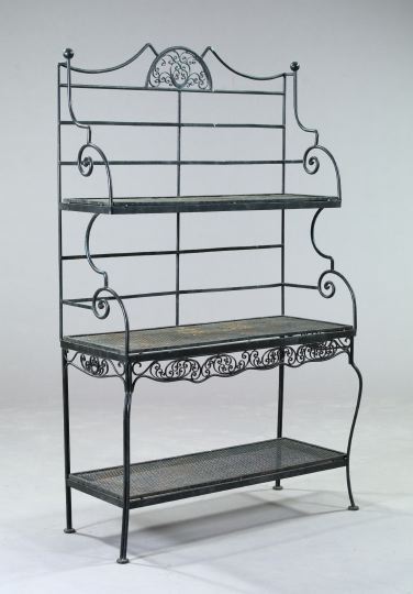 Appraisal: Wrought-Iron Baker's Rack of scrolled design with an intricate arched