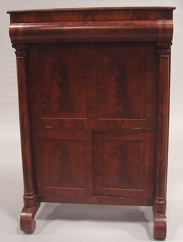 Appraisal: Figured Walnut Column front with carved capitals and single drawer