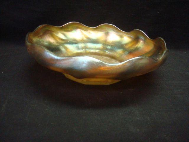 Appraisal: L C TIFFANY Favrile Low Bowl Signed on bottom L