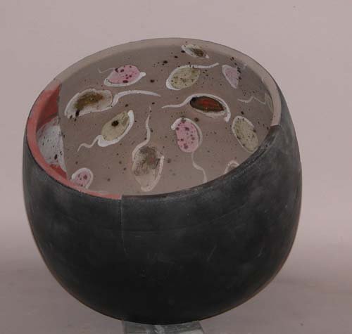 Appraisal: Slab-Build Bowl Ceramic on Ceramic Crabb Pat x x inches