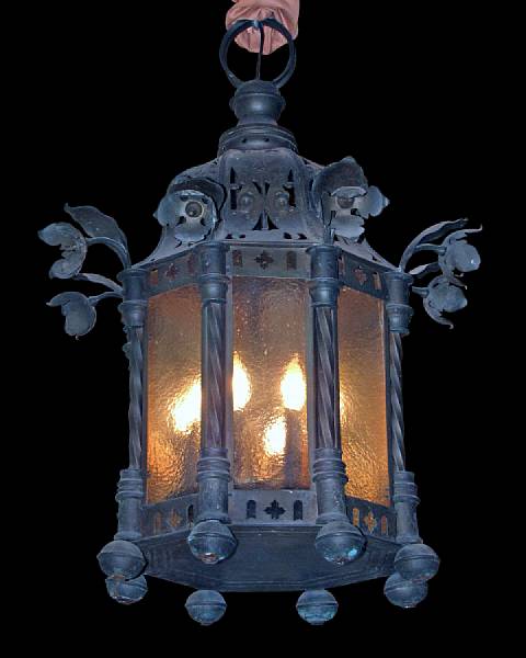 Appraisal: A Dutch Baroque style copper and glass octagonal lantern th