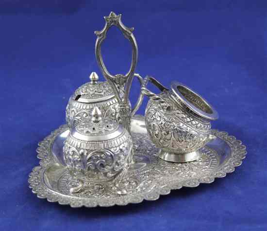 Appraisal: An early th century Indian silver three piece condiment set